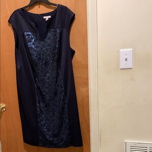 Dress Barn Blue and Silver Sequin Sheath Mini Dress Size 20